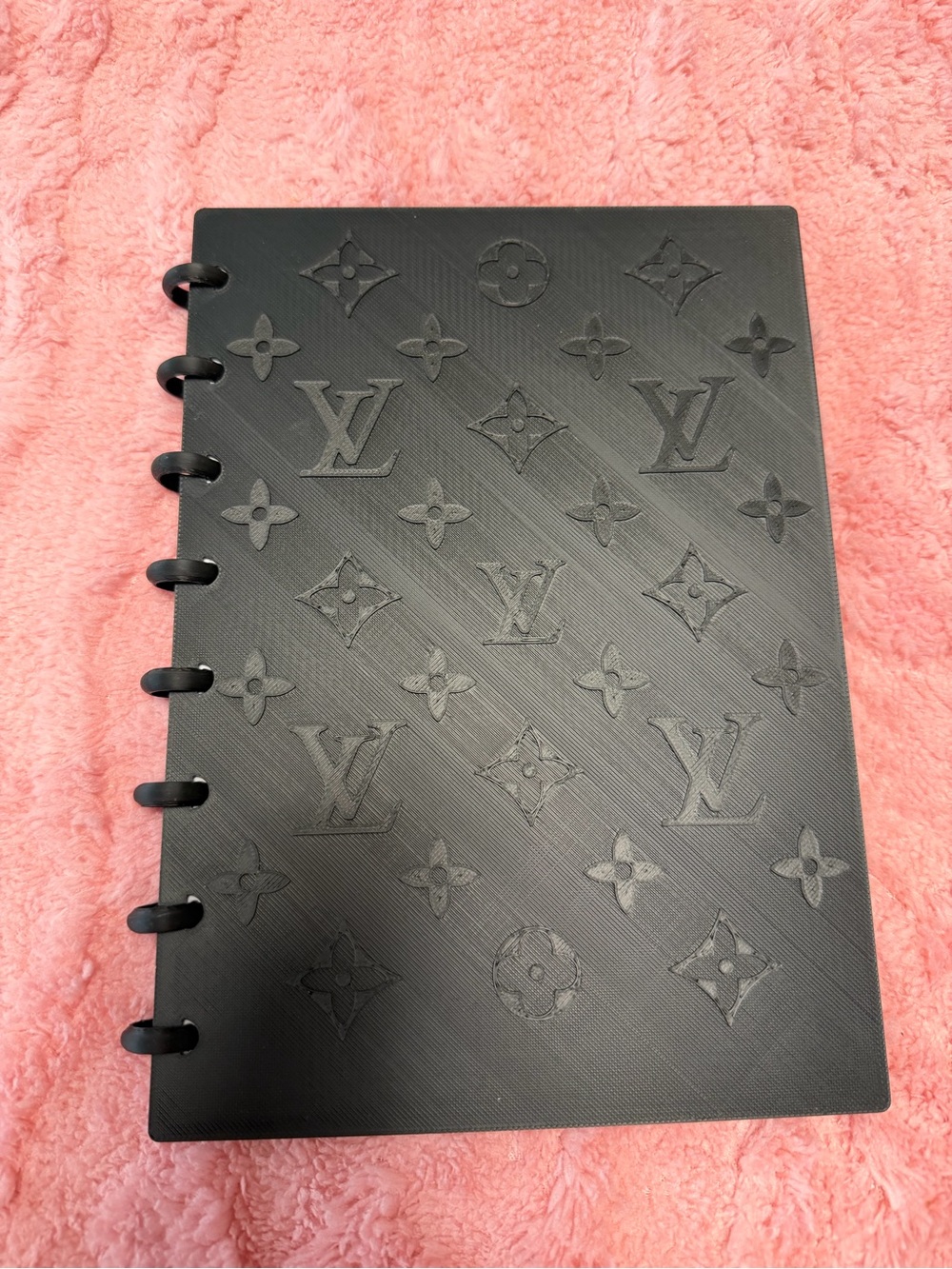 LV Custom 3D print notepad.  Black Embossed Monogram Tablet Cover